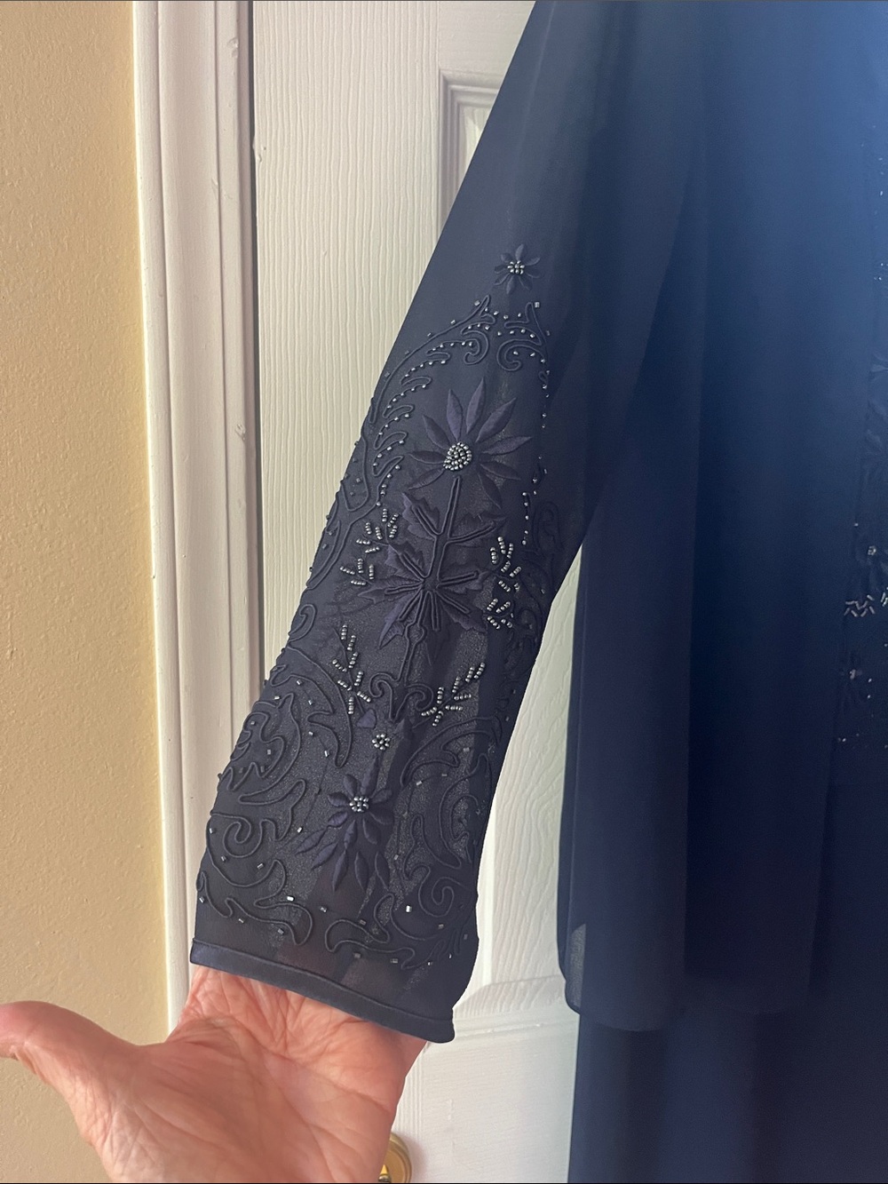 Studio I Navy Blue Beaded Evening Dress & Jacket Set - Picture 7 of 7